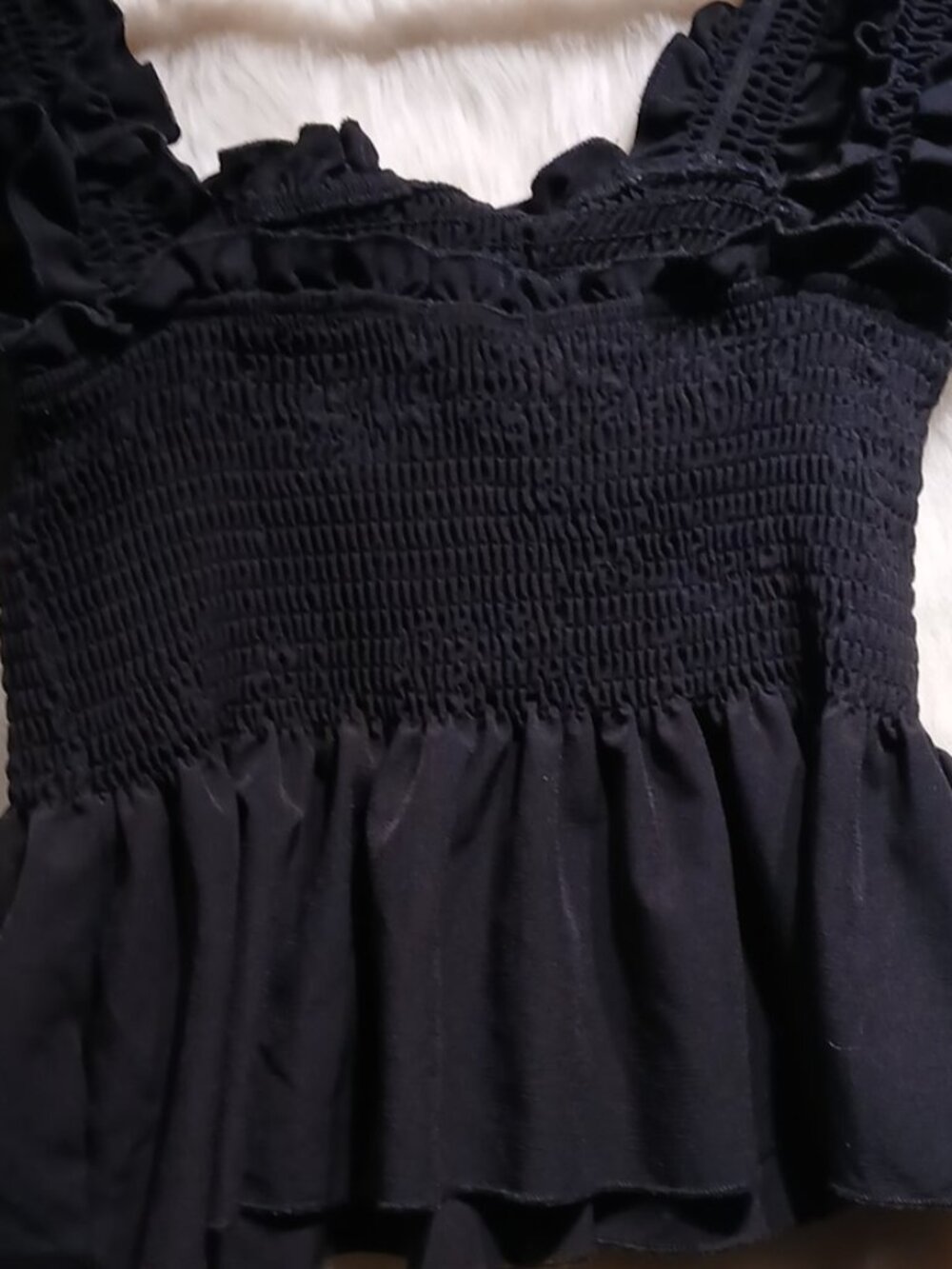 Black Ruffle Peplum Crop Top - Picture 2 of 2